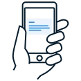 Icon of a hand holding a smartphone