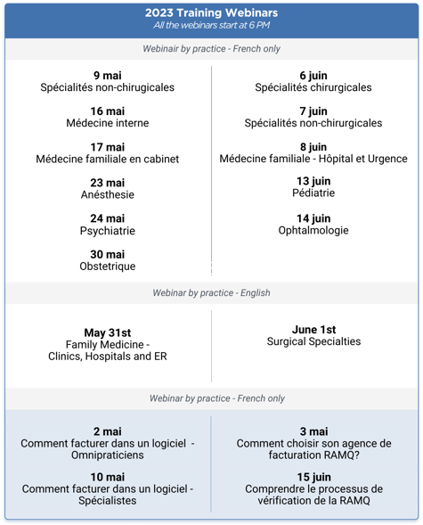 Xacte Medical billing training webinar schedule - 2023