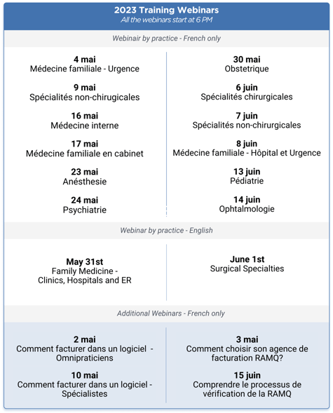 Xacte Medical billing training webinar schedule - 2023 v2