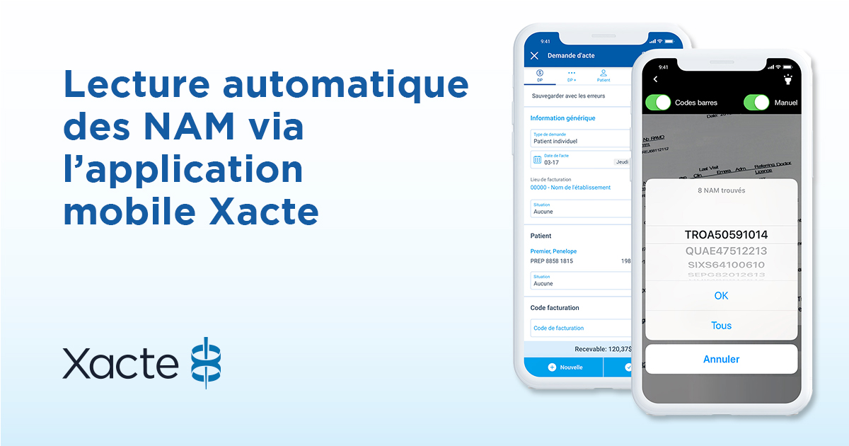 Lecture automatique des NAM via l’application mobile Xacte