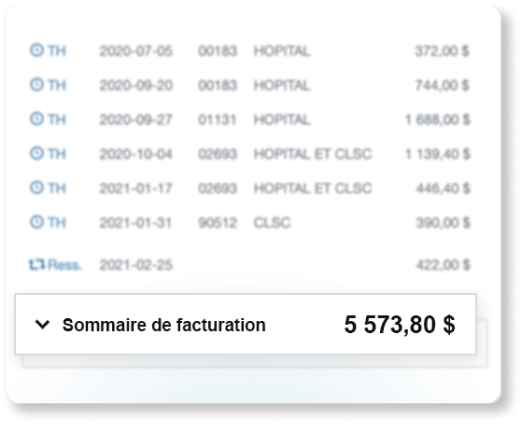 Screenshot of the application showing the total amount billed.