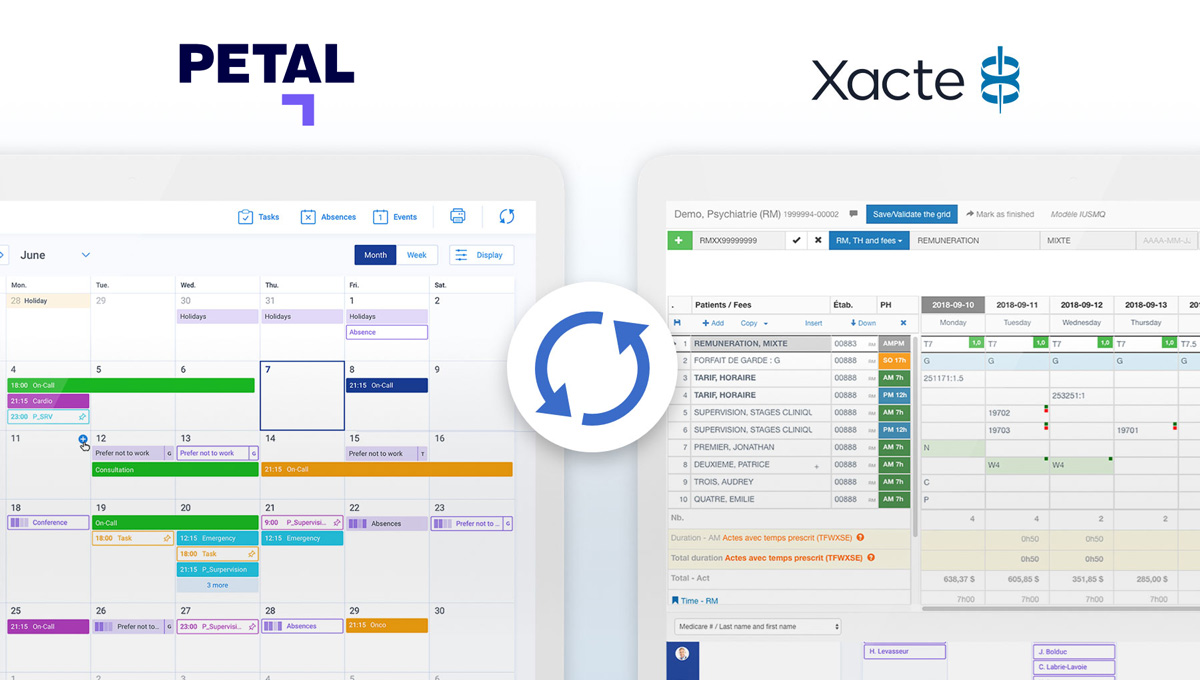 Intégration calendrier Petal avec la facturation RAMQ de Xacte